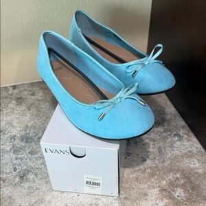 Evans Women's Sky Blue Loafers with Bow Detail